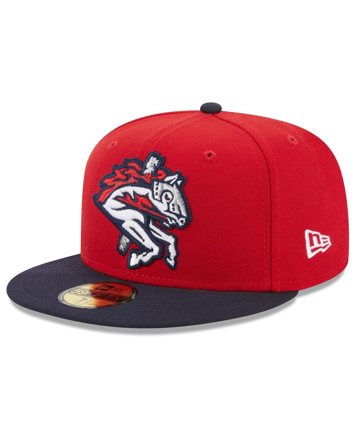 Shop New Era Men's  Red Binghamton Rumble Ponies Authentic Collection Alternate Logo 59fifty Fitted Hat