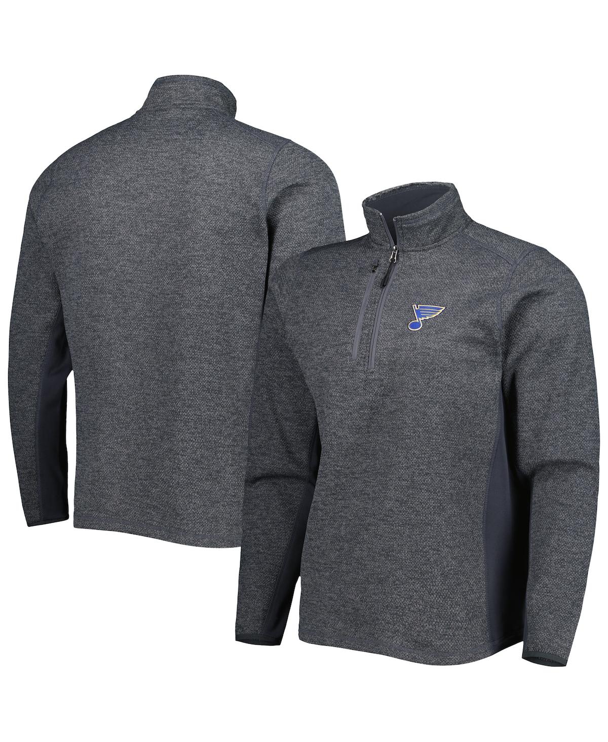 Men's Antigua Heathered Charcoal St. Louis Blues Course Quarter-Zip Jacket - Heathered Charcoal