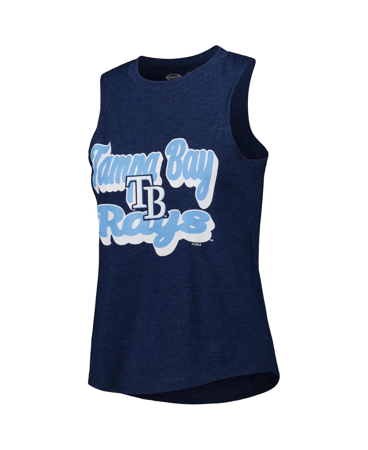 Shop Concepts Sport Women's  Light Blue, Navy Tampa Bay Rays Wordmark Meter Muscle Tank Top And Pants Slee In Light Blue,navy