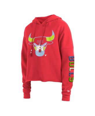 Women's Red Chicago Bulls Color Pack Cropped Top Pullover Hoodie