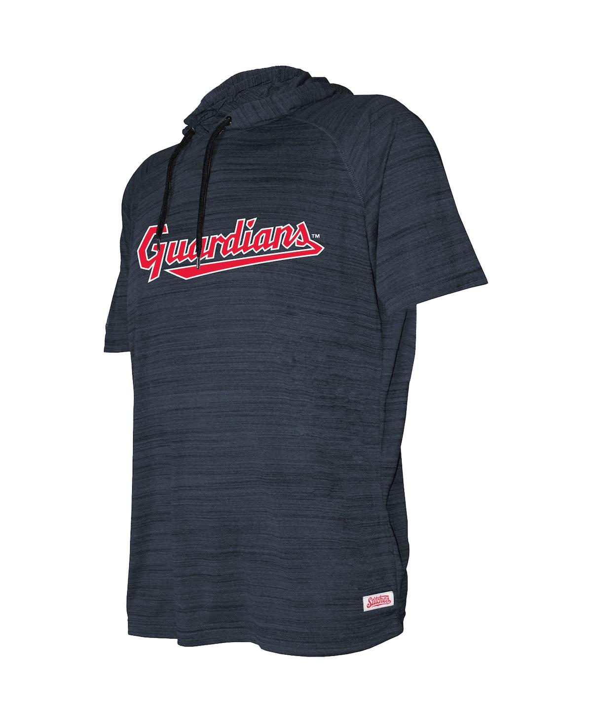 Big Boys and Girls StitchesCleveland Guardians Raglan Short Sleeve Pullover Hoodie - Heather Navy