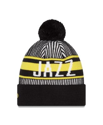 Men's Navy Utah Jazz Striped Cuffed Pom Knit Hat