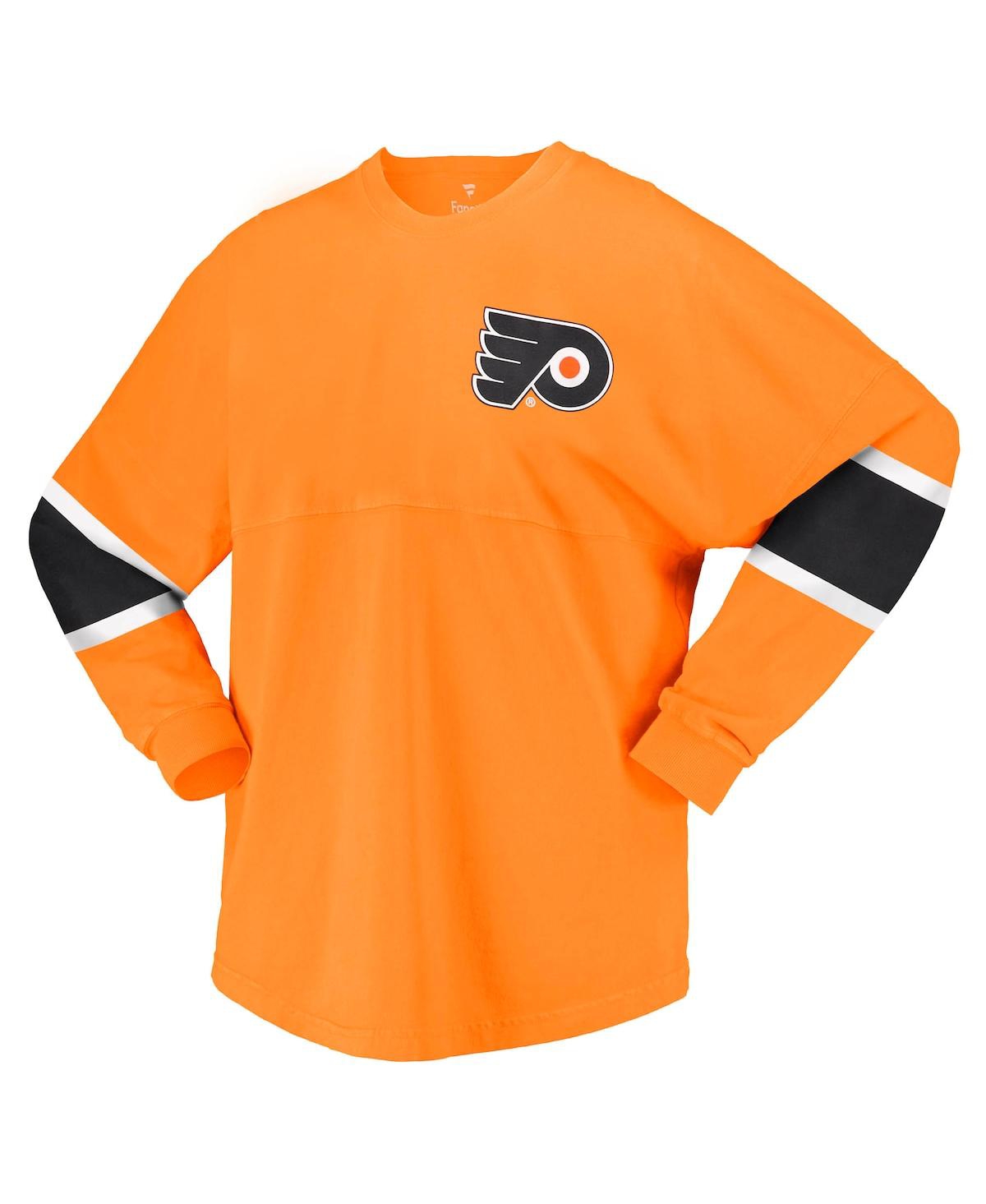 Shop Fanatics Women's  Orange Philadelphia Flyers Jersey Long Sleeve T-shirt