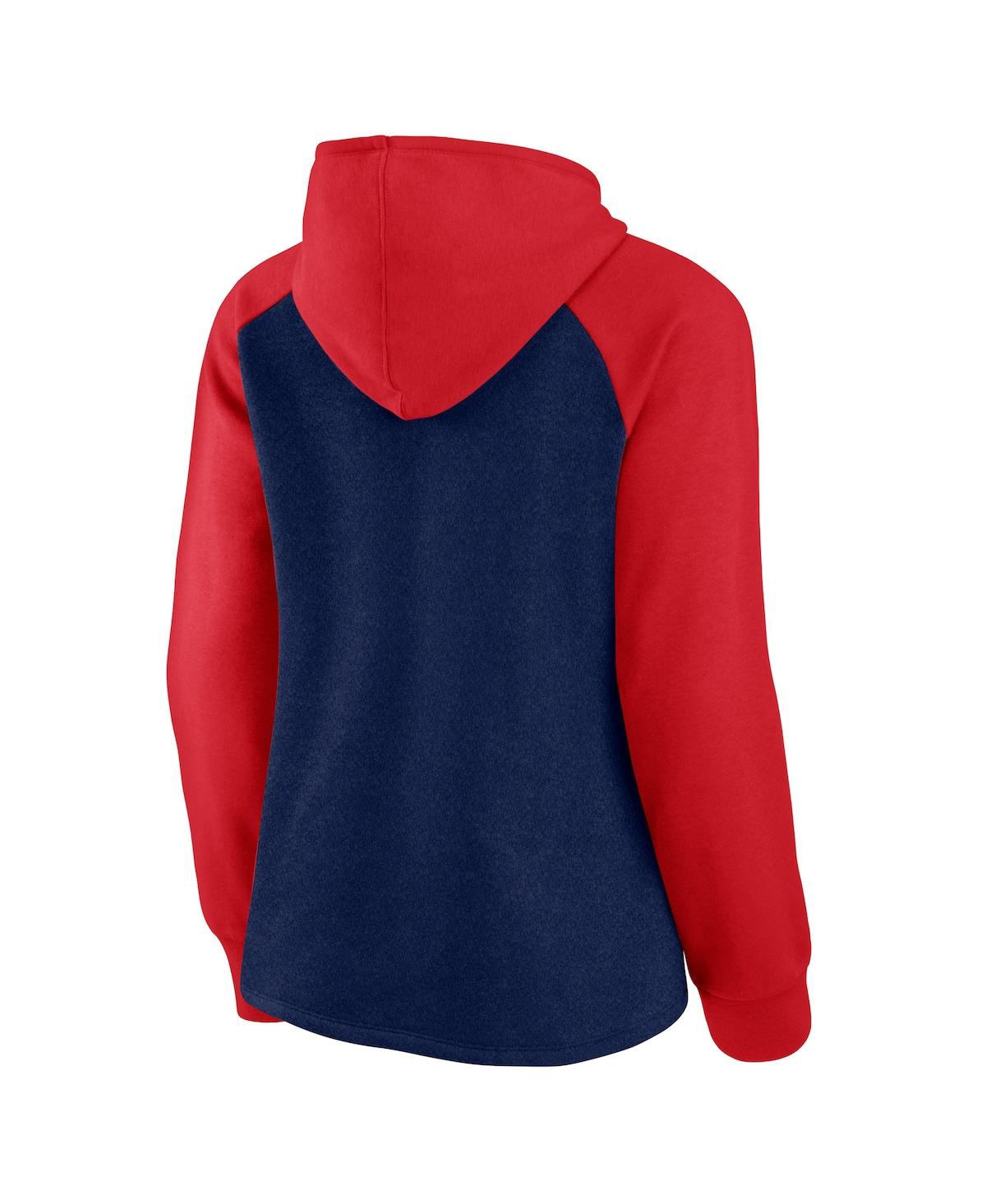 Women's Fanaticsand Red Cleveland Guardians Recharged Raglan Pullover Hoodie - Navy, Red