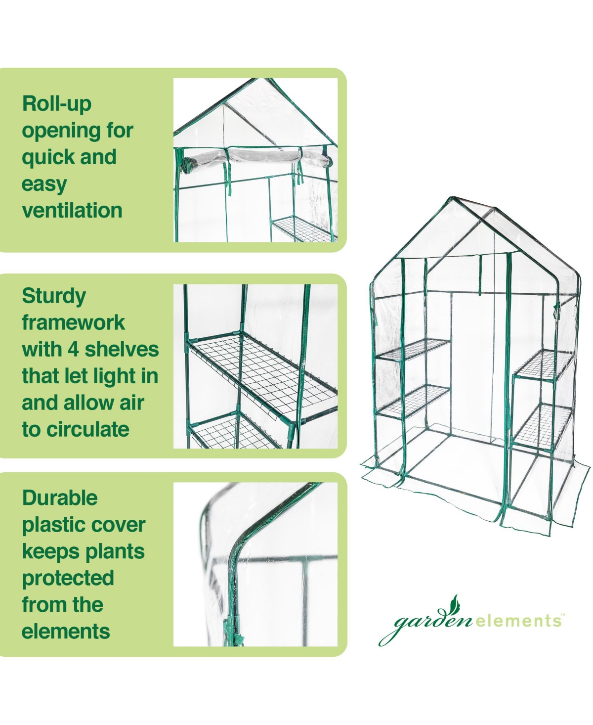 Garden Elements Personal Plastic Indoor Outdoor Standing Greenhouse For Seed Starting and Propagation, Frost Protection Clear, Medium, 56 Inches x 29