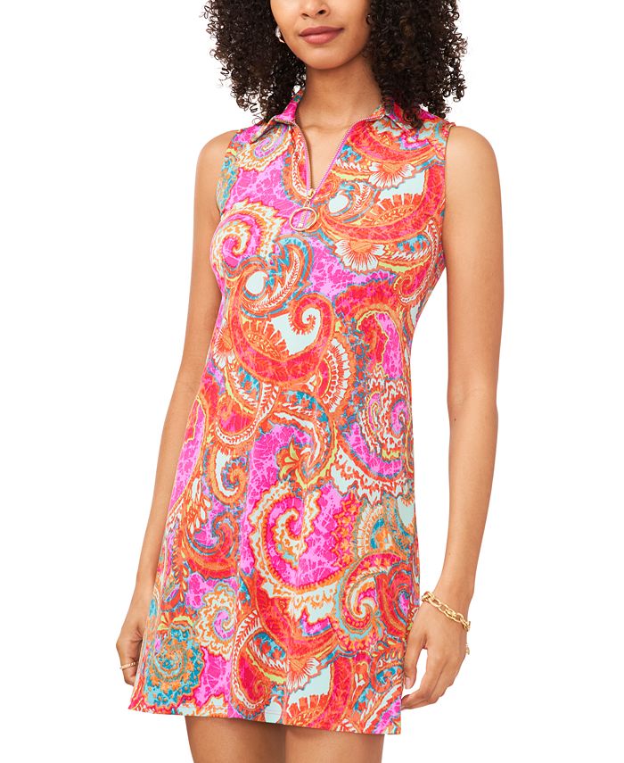 MSK Petite Sleeveless Collared QuarterZip Swing Shift Dress Macy's