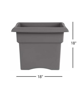 Veranda Deck Box Planter Square VER18908, Charcoal Gray, 18"