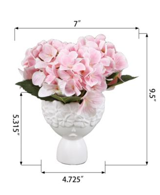 9.5" H Real Touch Hydrangea in 4.73" D Ceramic Floral Face Pot