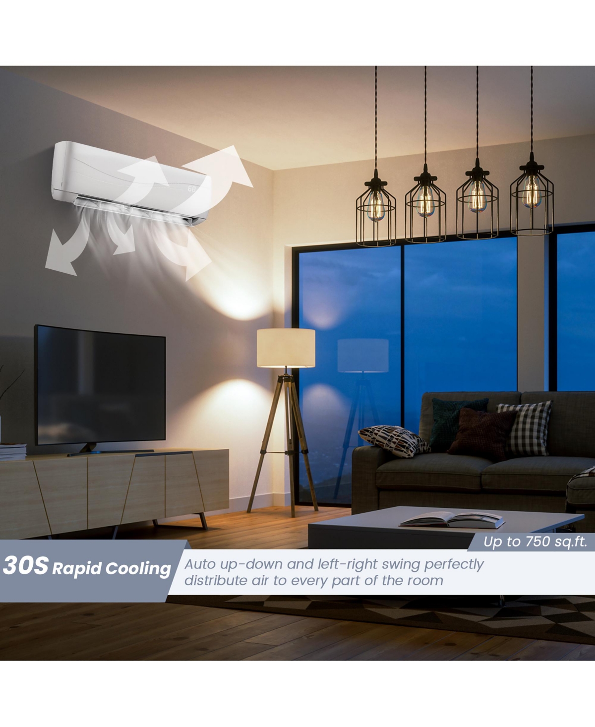 12000 Btu Mini Split Air Conditioner & Heater Ductless 17 SEER2 750 Sq. Ft