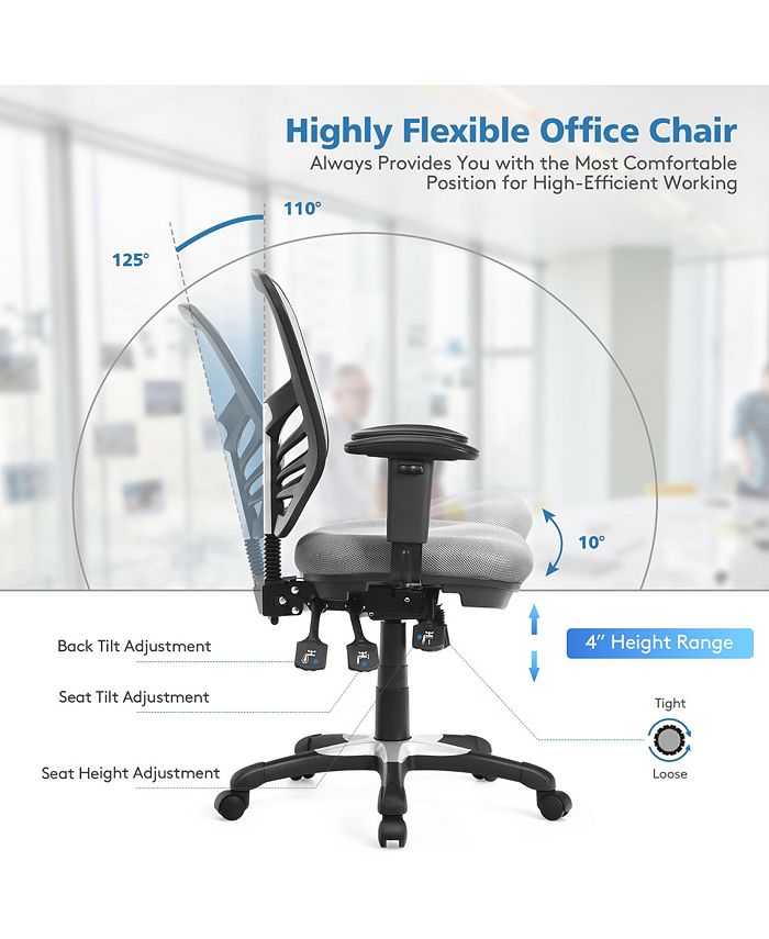 Costway Mesh Office Chair 3Paddle Computer Desk Chair Adjustable Seat