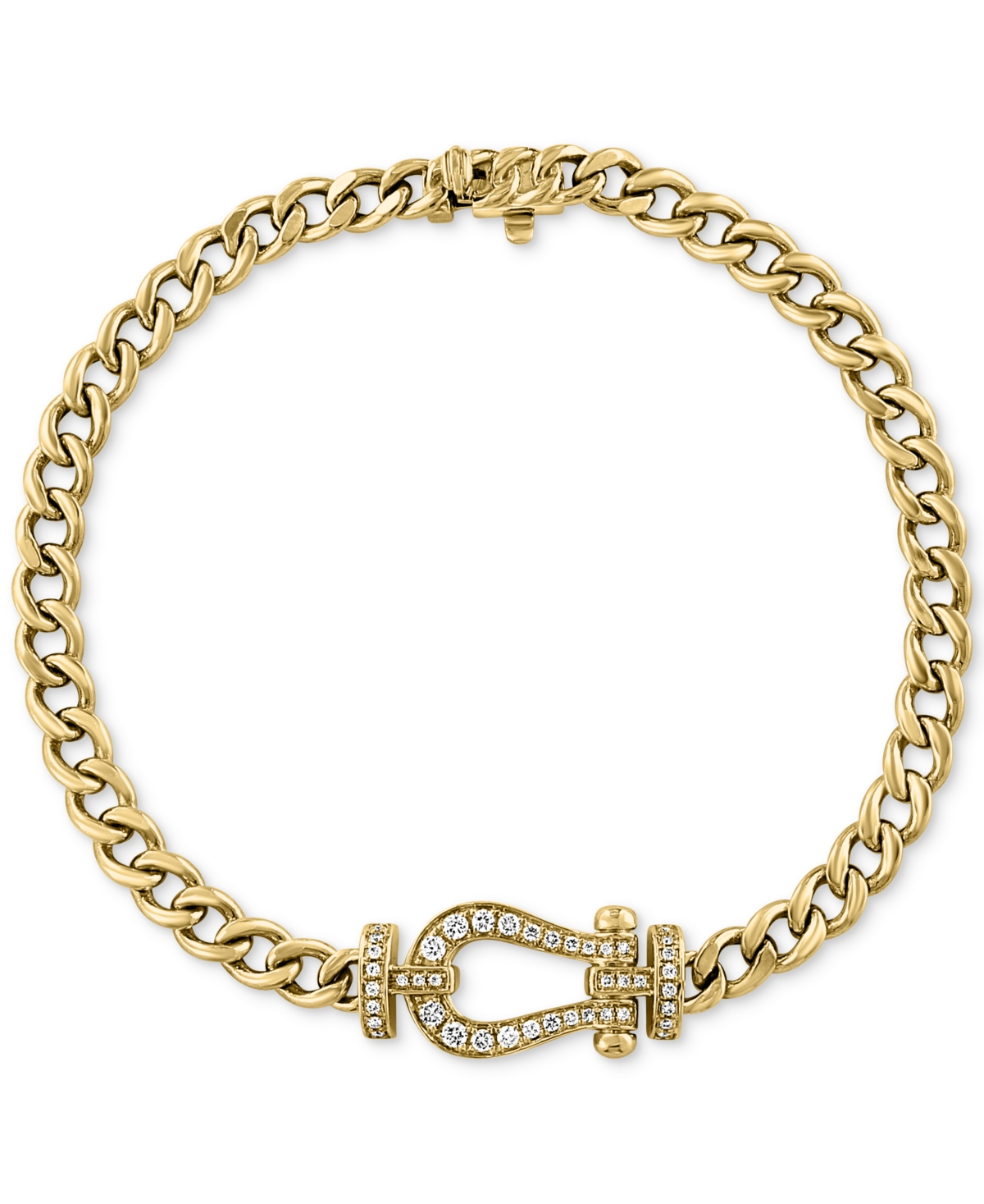 Effy Collection Effy Diamond Horseshoe Curb Link Bracelet (1/3 Ct. T.w.) In 14k Gold