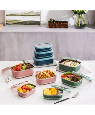 Stainless Steel Food Containers, Set of 3, 470ML, 900ML,1.4L, Dark Blue