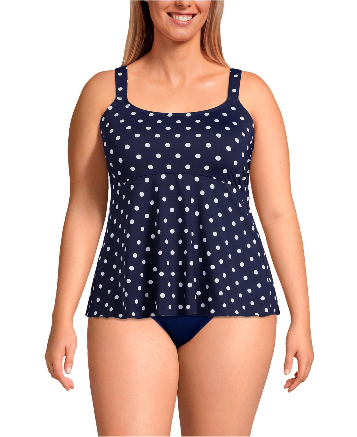 Lands' End Plus Size Adjustable Scoop Neck Flutter Tankini Top