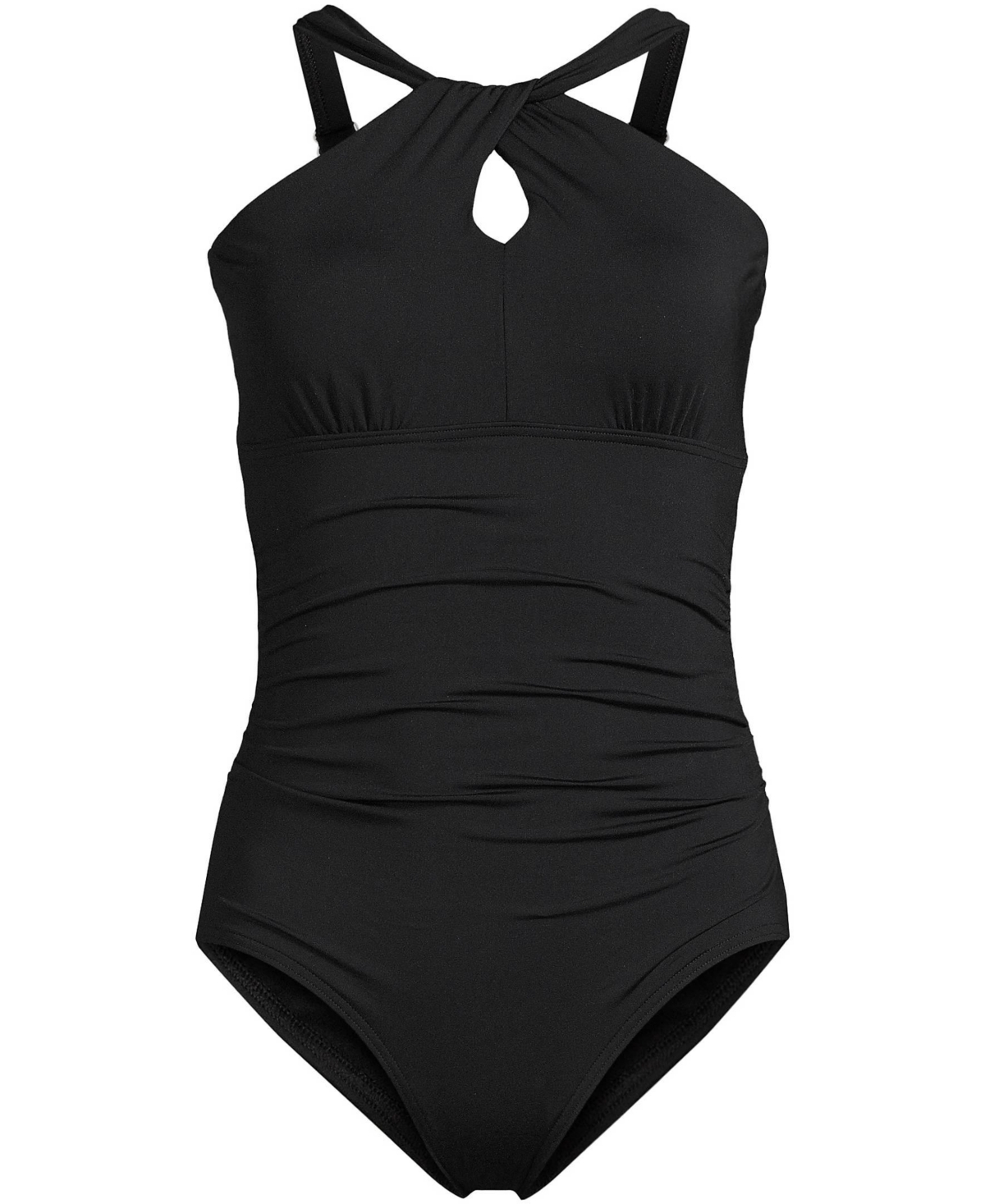 Lands' End Women's High Neck to One Shoulder Multi Way One Piece Swimsuit