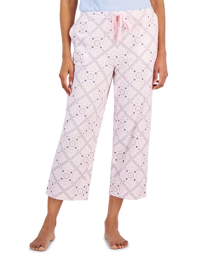 Charter Club Women's Cotton Printed Cropped Pajama Pants, Created