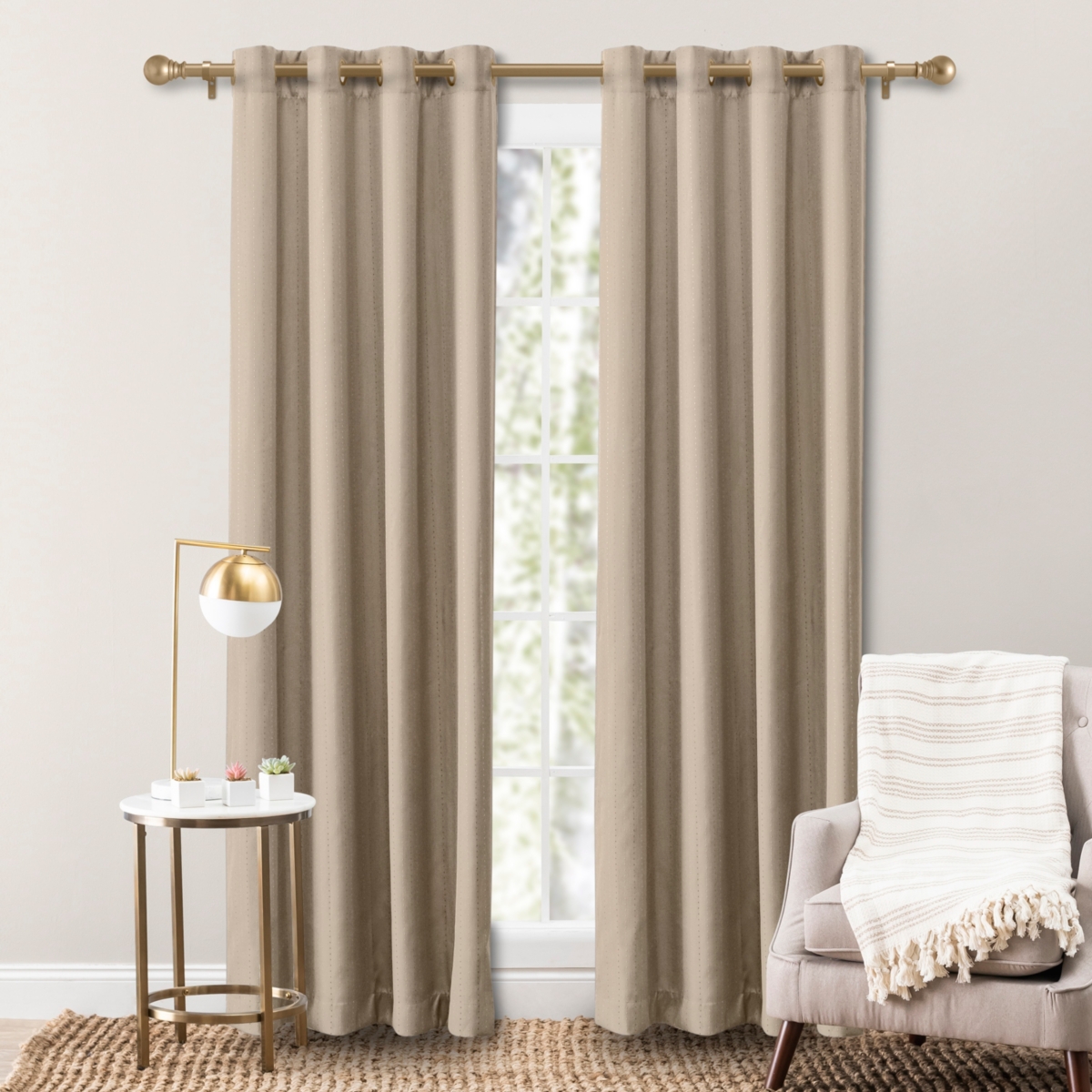 Grand Pointe Grommet Curtain Panel 54"W x 72"L - Natural