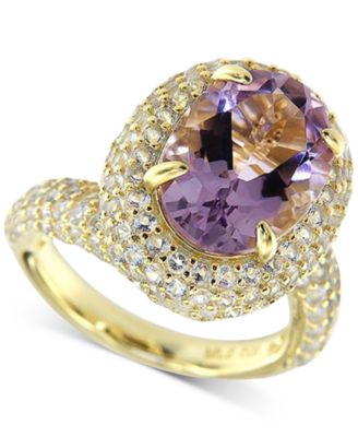 Macy's - Pink Amethyst (5 ct. t.w.) & White Topaz (3-7/8 ct. t.w.) Swirl Ring in 14k Gold-Plated Sterling Silver (Also in Blue Topaz)
