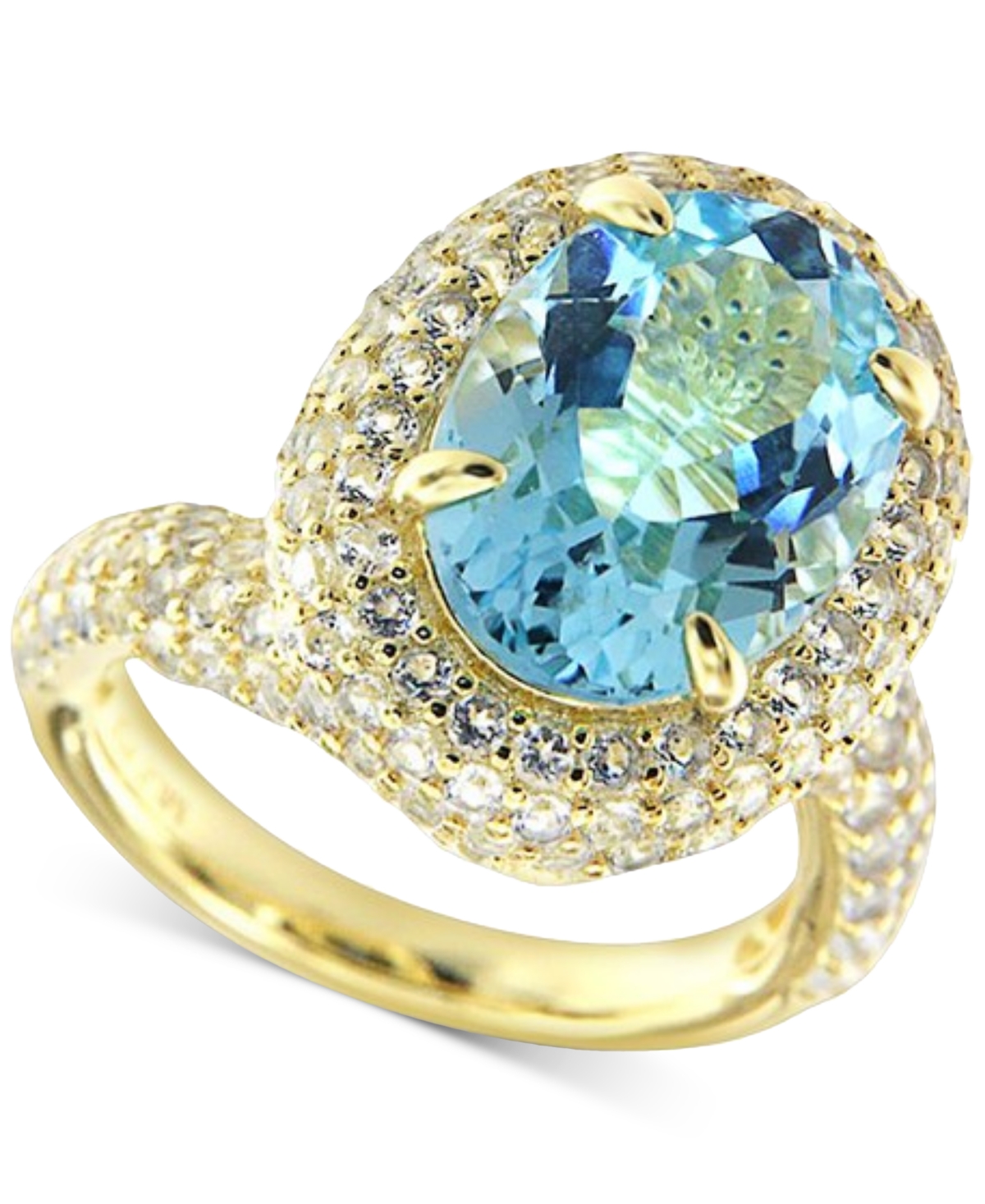 Macy's Pink Amethyst (5 Ct. T.w.) & White Topaz (3-7/8 Ct. T.w.) Swirl Ring In 14k Gold-plated Sterling Sil In Sky Blue Topaz