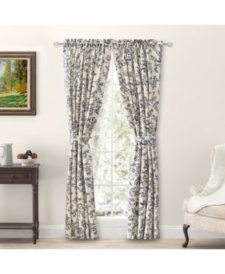 Waverly Gardens Tailored Curtain Panel Pair with tiebacks 84"W x 72"L