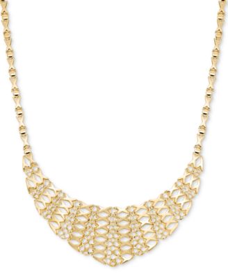 Graduated Openwork Statement Necklace in 14k Gold-Plated Sterling Silver, 17" + 2" 