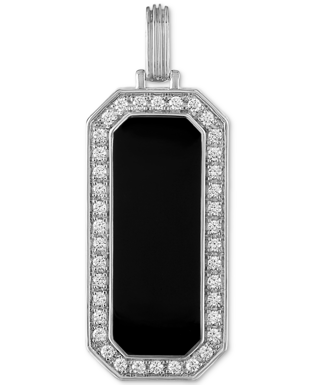 Esquire Men's Jewelry Black Ceramic & Cubic Zirconia Pendant In Sterling Silver, Created For Macy's