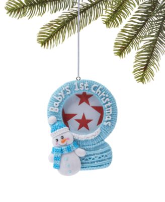 Holiday Lane - Baby's First Christmas Blue Photo Frame Ornament