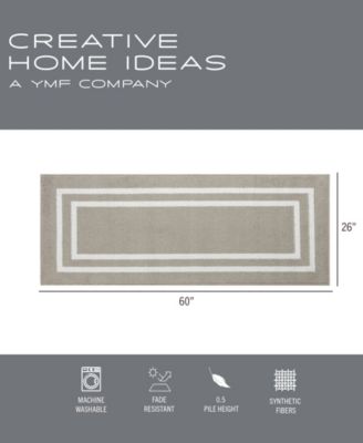 Jean Pierre Double Line Border Tufted - Machine Washable Runner Rug, 26" x 60"