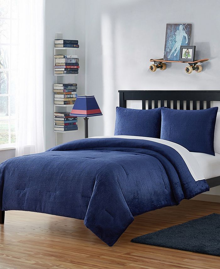 Olivia & Finn Plush Embossed Stars 3Piece Comforter Set, Full Macy's