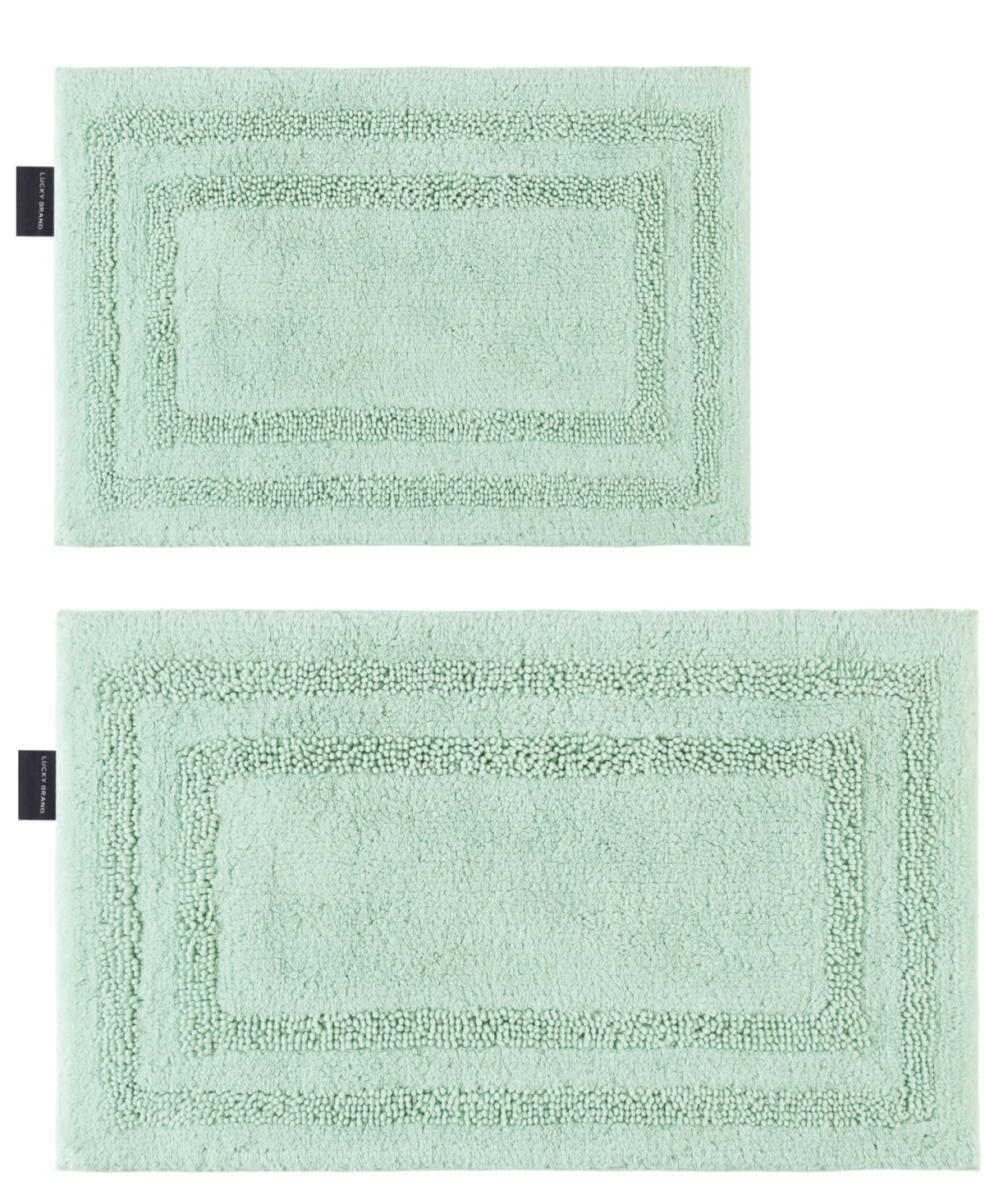 Lucky Brand Joanne Ringspun Double Border Chenille 2 Piece Bath Rug Set, 17" X 24" And 20" X 32" Bedding In Seafoam