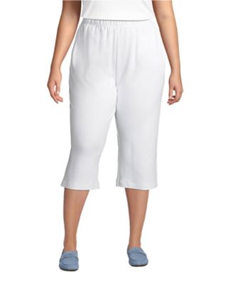 Plus Size Sport Knit High Rise Elastic Waist Capri Pants