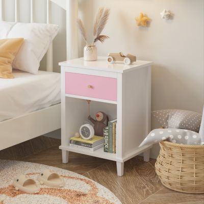 Streamdale Wooden Nightstand With One Drawer One Shelf For Kids, Adults