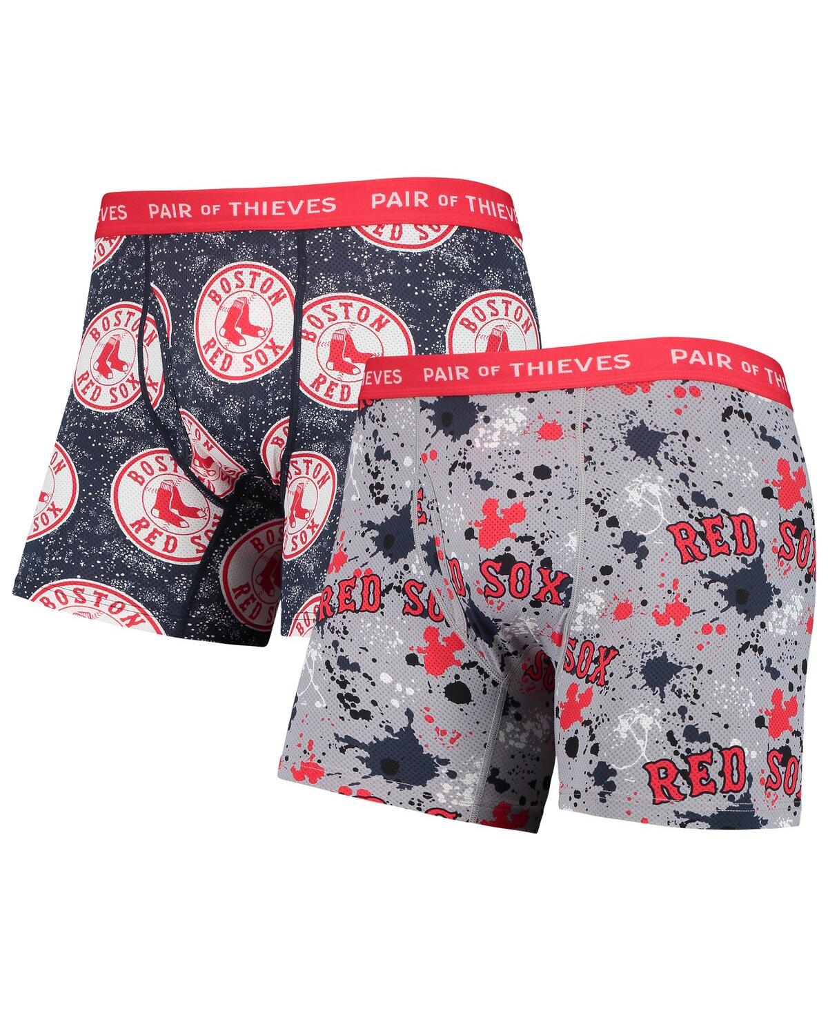 Shop Pair Of Thieves Men's  Gray, Navy Boston Red Sox Super Fit 2-pack Boxer Briefs Set In Gray,navy
