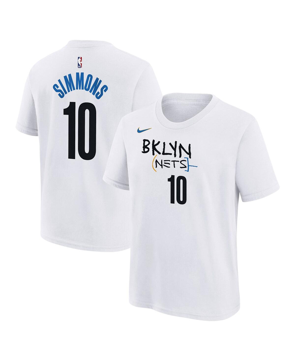 Nike Kids' Big Boys And Girls  Ben Simmons White Brooklyn Nets 2022/23 City Edition Name And Number T-shirt