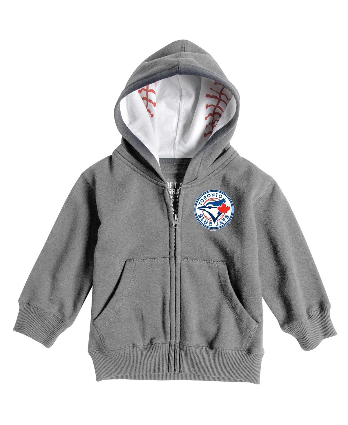 Shop Soft As A Grape Infant  Heathered Gray Toronto Blue Jays Baseball Print Full-zip Hoodie