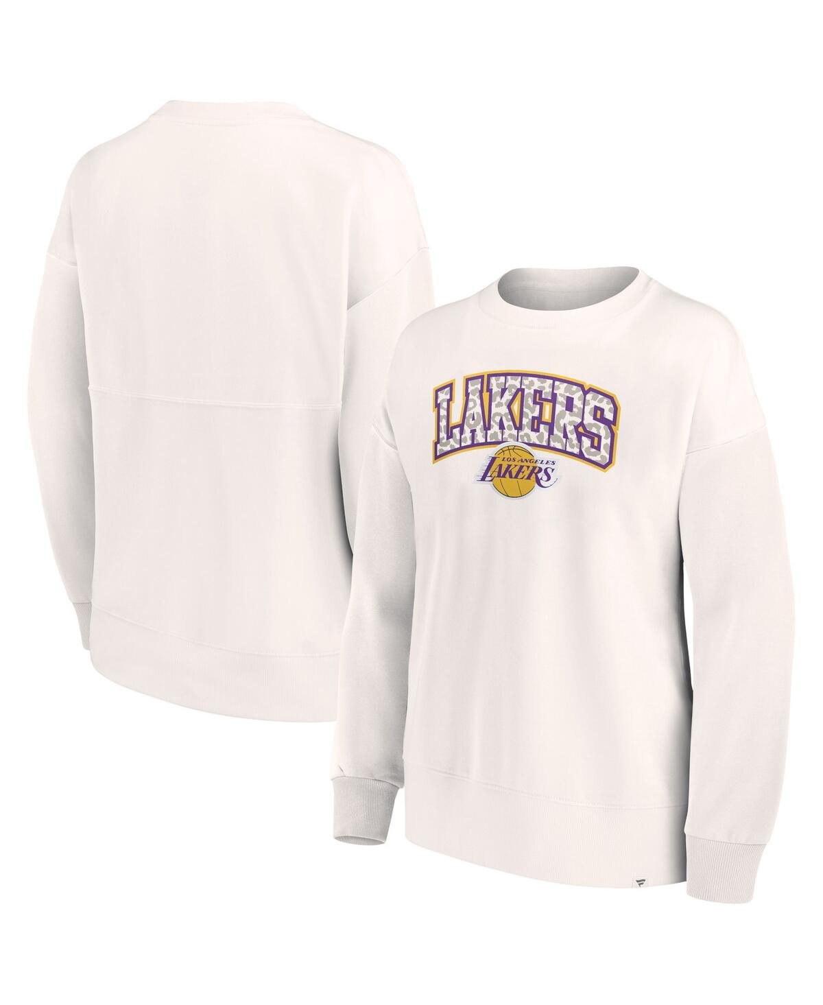 FANATICS WOMEN'S FANATICS WHITE LOS ANGELES LAKERS TONAL LEOPARD PULLOVER SWEATSHIRT 