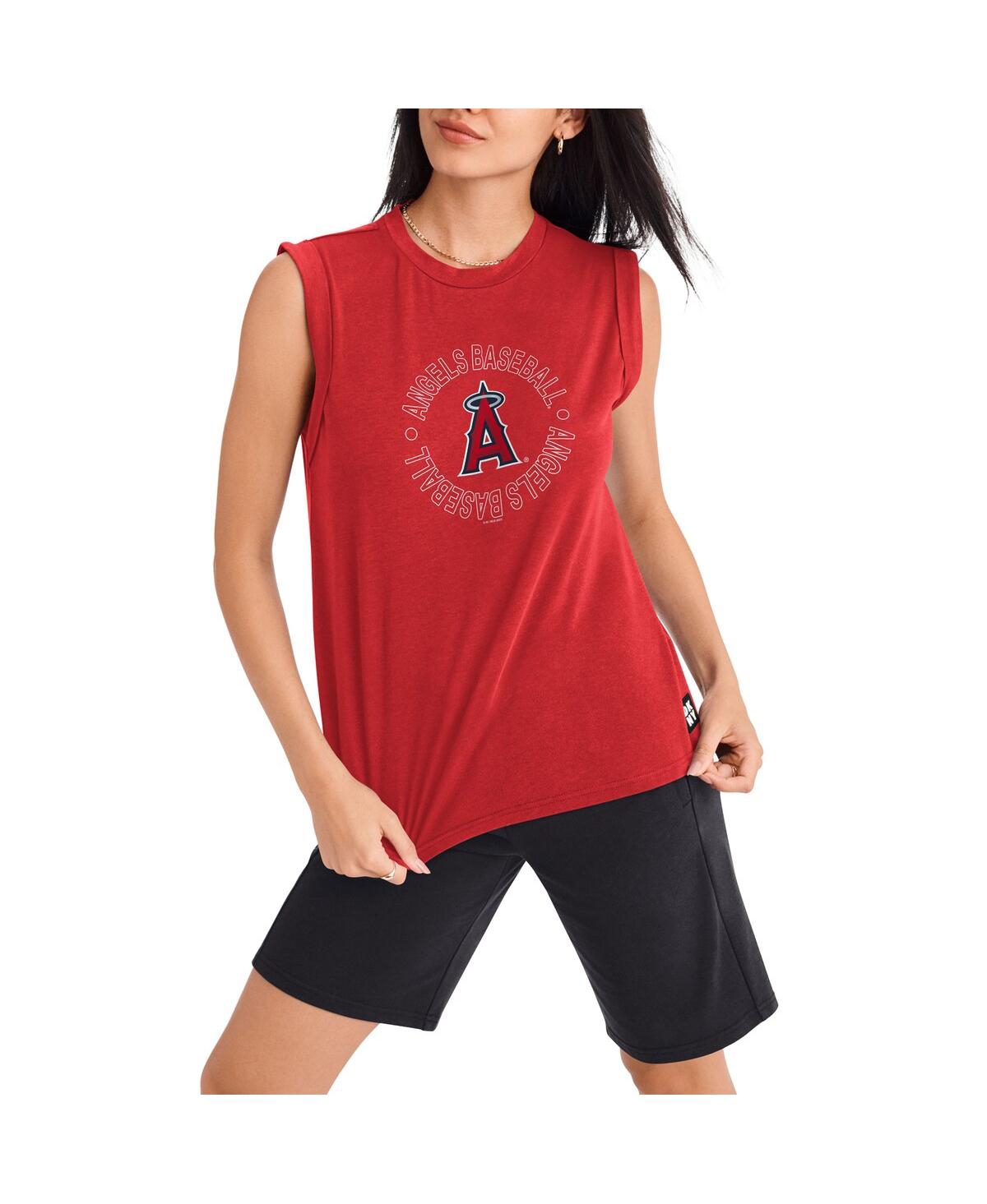 Shop Dkny Women's  Sport Red Los Angeles Angels Madison Tri-blend Tank Top