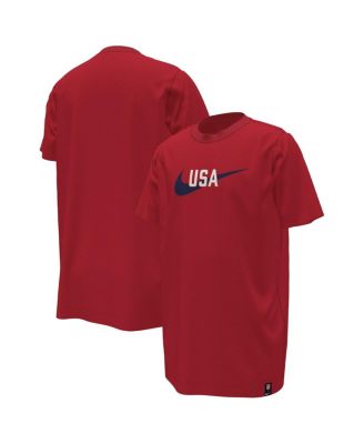 Big Boys and Girls Red USMNT Swoosh T-shirt