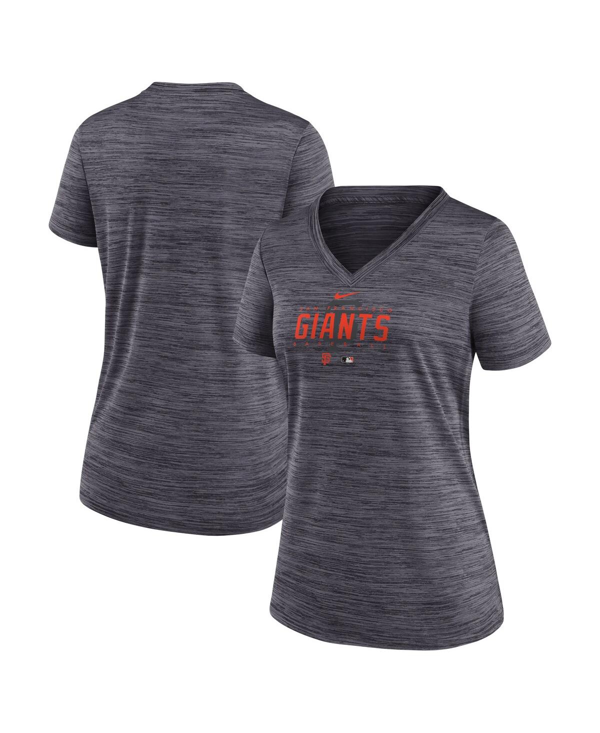 Nike White San Francisco Giants City Connect Velocity Practice Performance V-neck T-shirt In Black