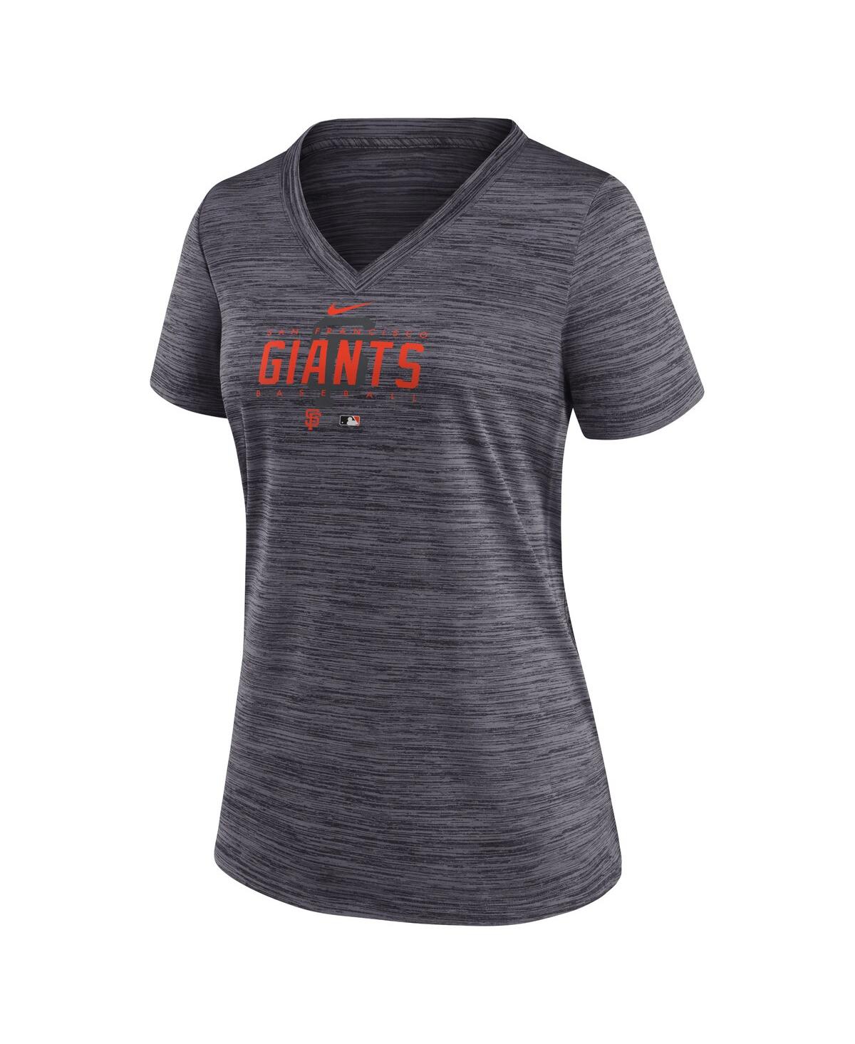 Nike White San Francisco Giants City Connect Velocity Practice Performance V-neck T-shirt In Black