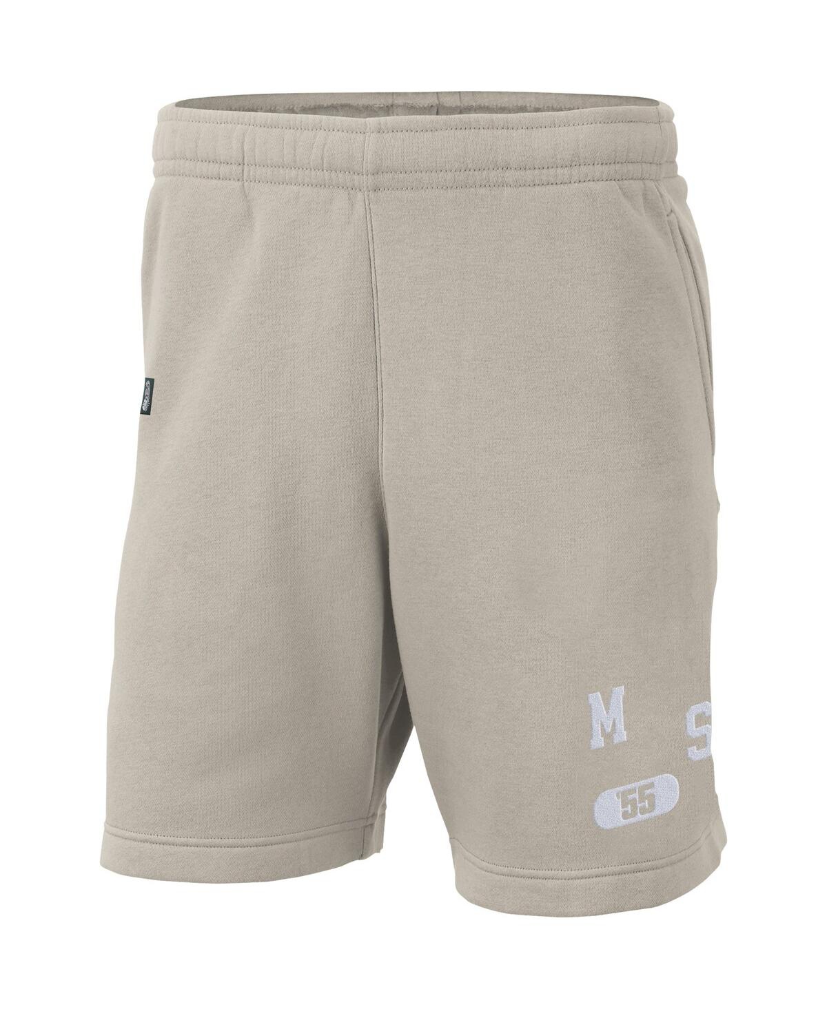 Shop Nike Men's  Cream Michigan State Spartans Fleece Shorts