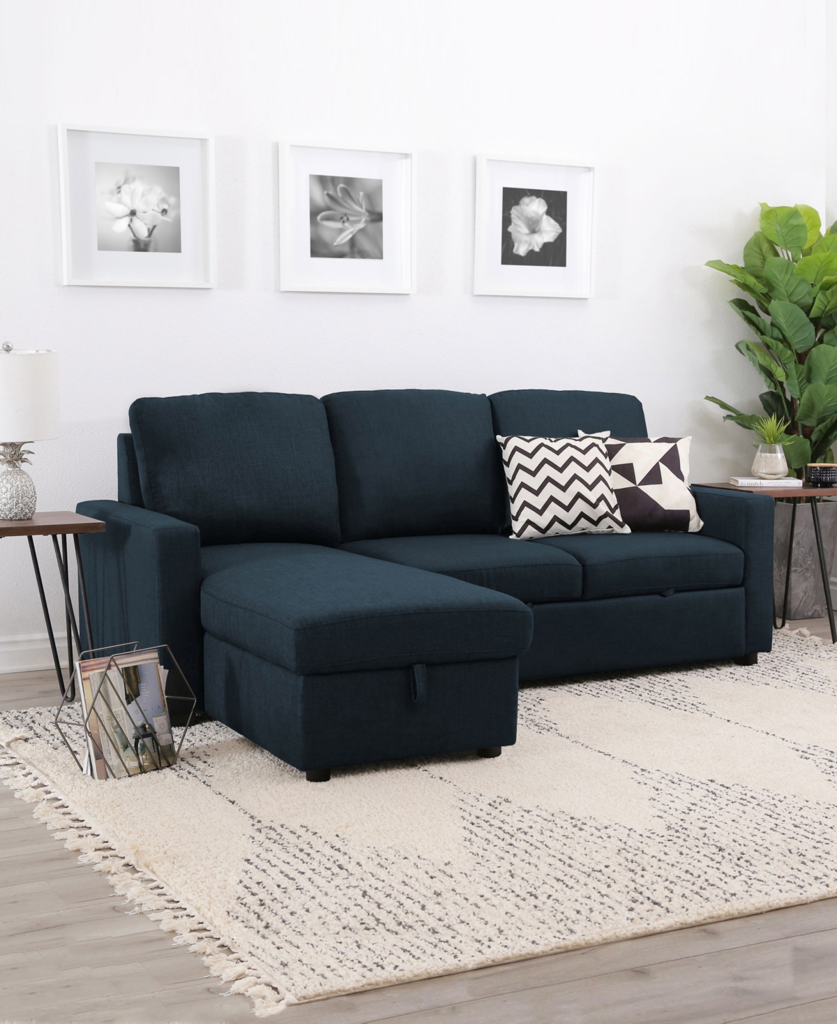 Newton Fabric 2 Piece Sleeper Sofa Sectional with Storage