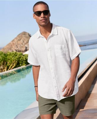 Men's Traditional Fit Short Sleeve Linen Shirt