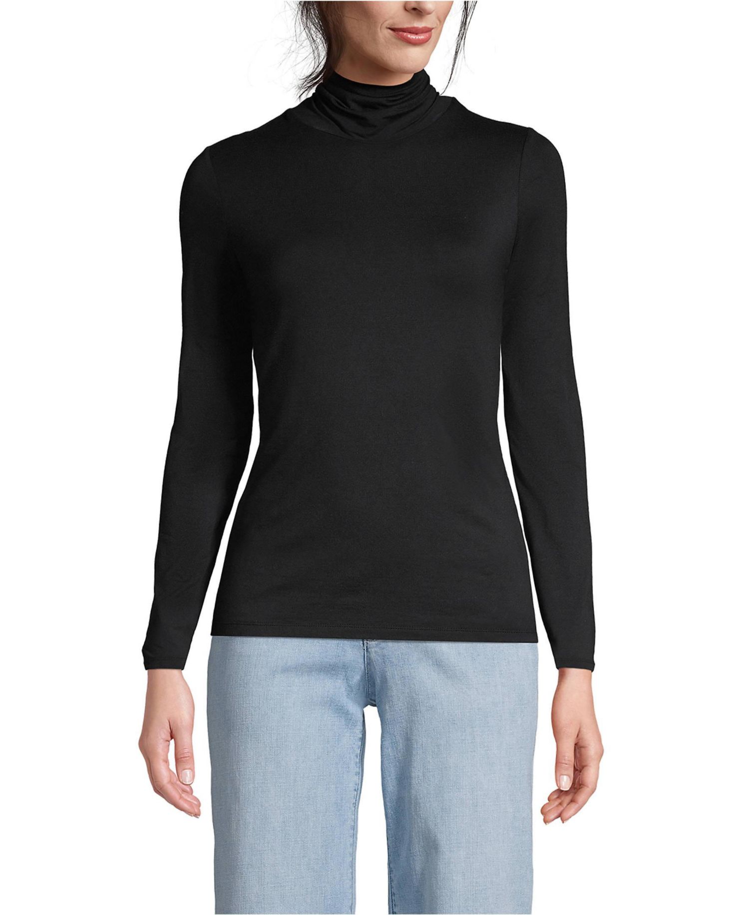 Women's Tall Lightweight Jersey Skimming Long Sleeve Turtleneck