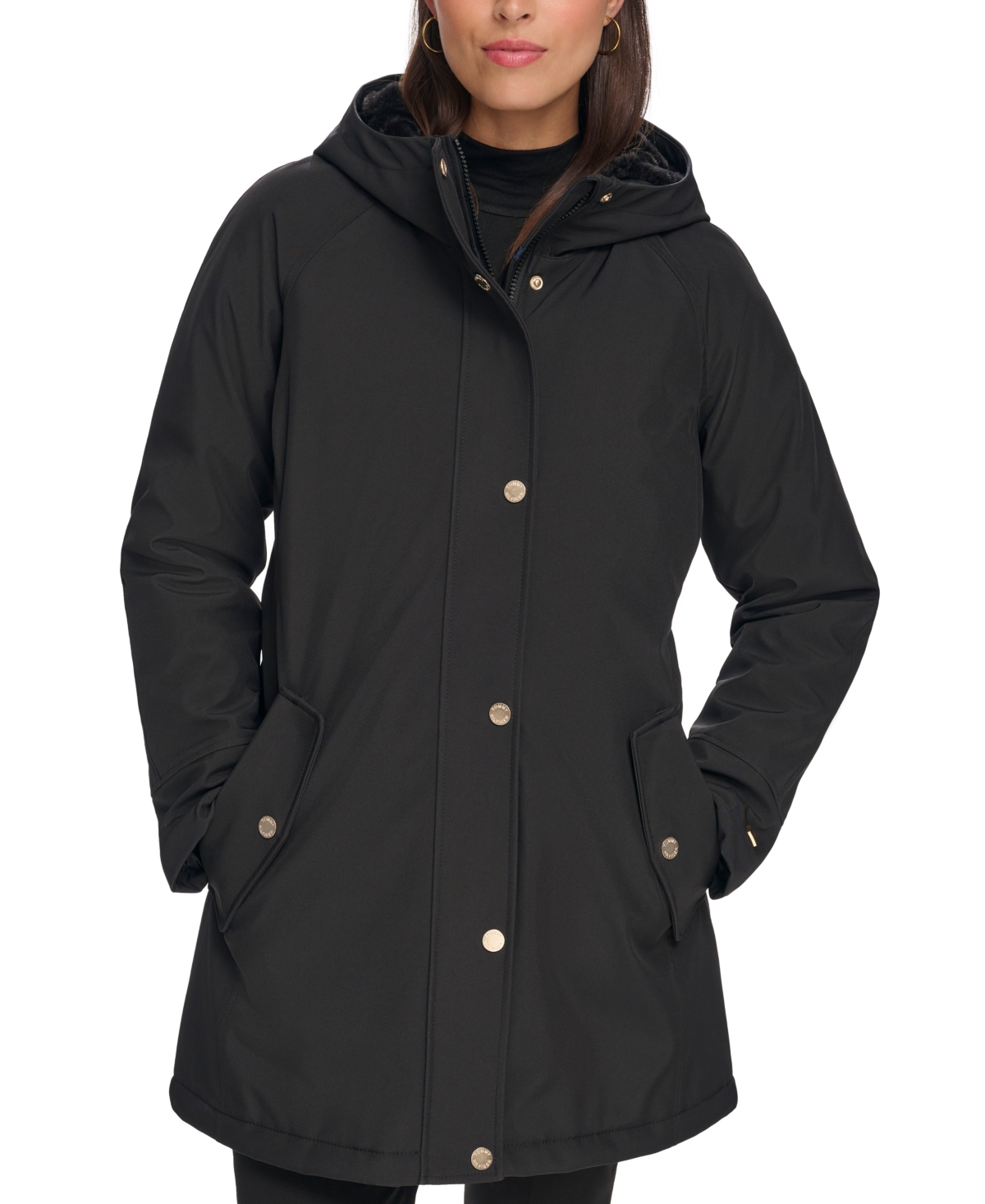 Tommy Hilfiger Women's Hooded Anorak Raincoat In Black