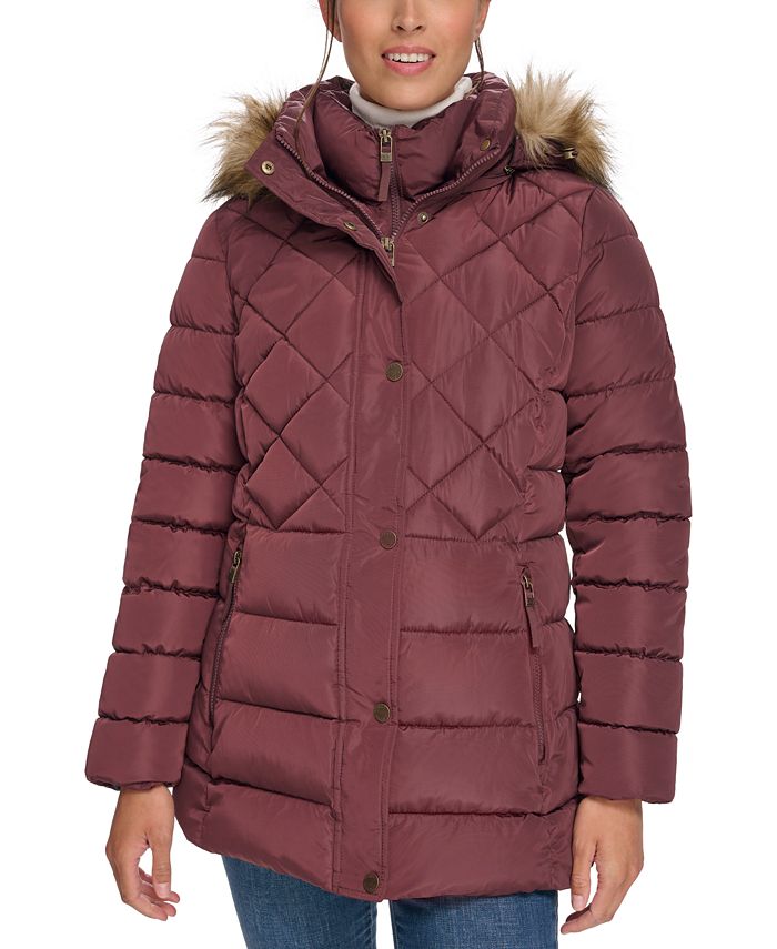 Tommy Hilfiger Women's Bibbed Faux-Fur-Trim Hooded Puffer Coat, Created for  Macy's - Macy's