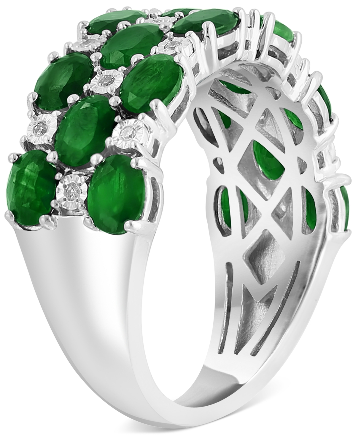 Effy Ruby & Diamond Cluster Ring in Sterling Silver (Also available in Emerald and Sapphire