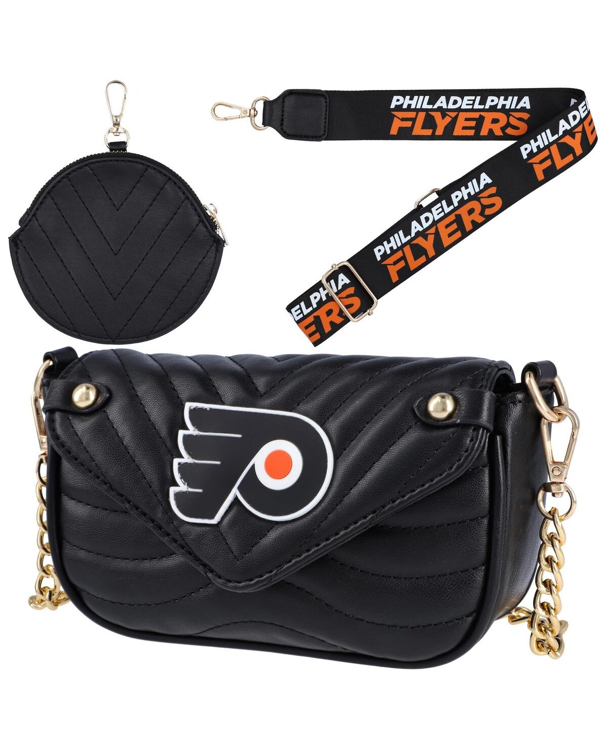 Cuce Women's  Philadelphia Flyers Leather Strap Bag In Black