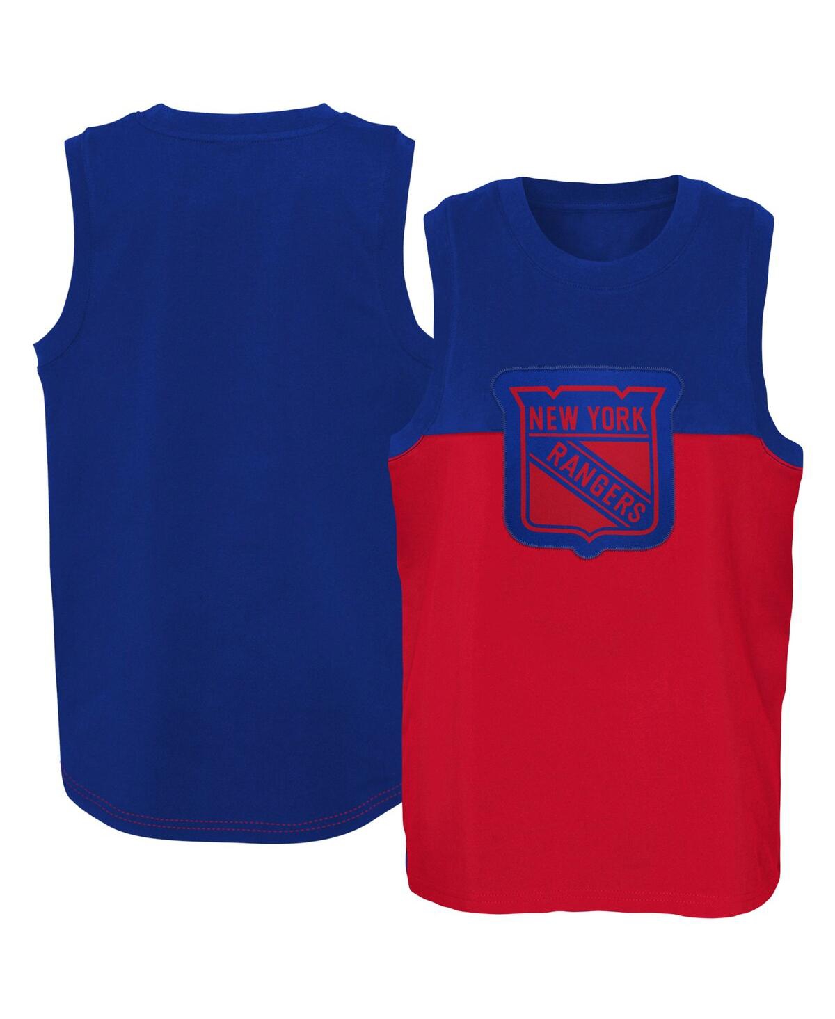 Outerstuff Kids' Big Boys And Girls Blue, Red New York Rangers Revitalize Tank Top In Blue,red