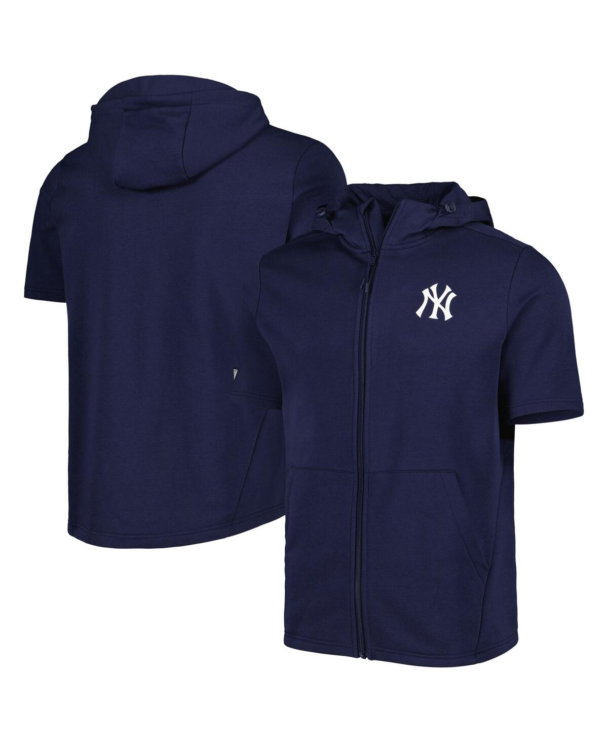 Men's LevelWear Navy New York Yankees Recruit Full-Zip Short Sleeve Hoodie - Navy