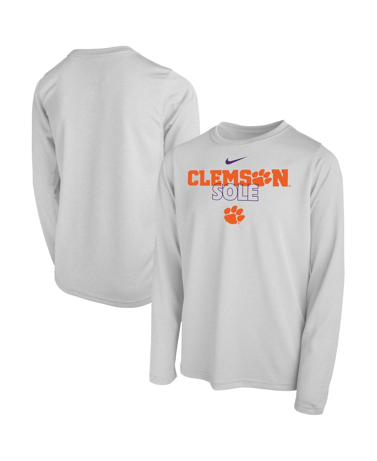 Nike Kids' Big Boys And Girls  White Clemson Tigers 2023 On Court Sole Bench T-shirt